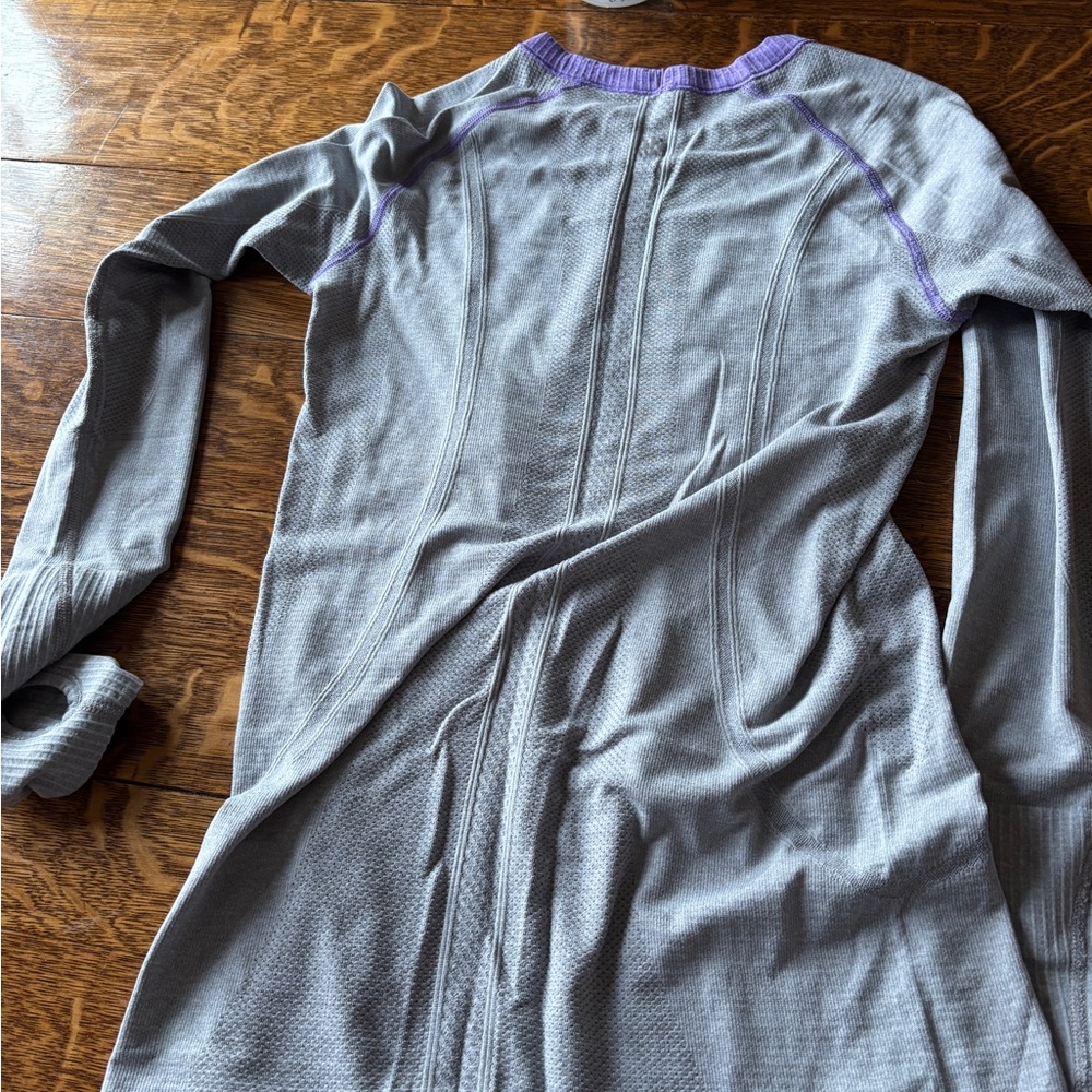 Gray and Purple Long-Sleeve Top